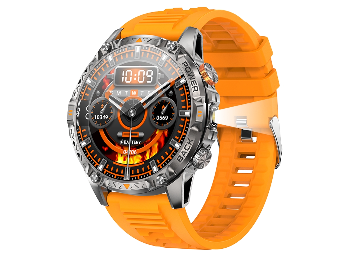 Smartwatch Inteligente Yk16 Com Tela Ips De 17 Polegadas Bateria De Longa Duração De 1000mah Lanterna Bússola E Monitor De Atividades Físicas Laranja