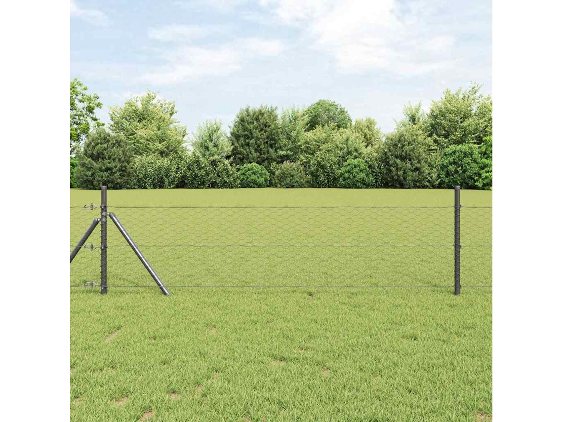 Vidaxl Cerca Hexagonal 0,5 X 100 M Pvc Cinzento