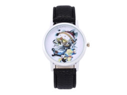 Relógio de Pulso Casual Zhoulianfa Unisex Quartz com Dial Redondo e Pulseira de Couro Pu Preto