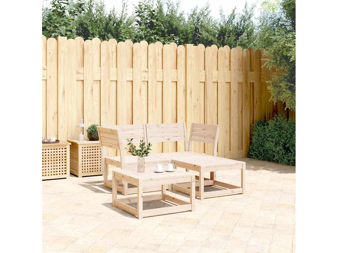 Vidaxl 3 Pcs Conjunto Sofás De Jardim Madeira De Pinho Maciça
