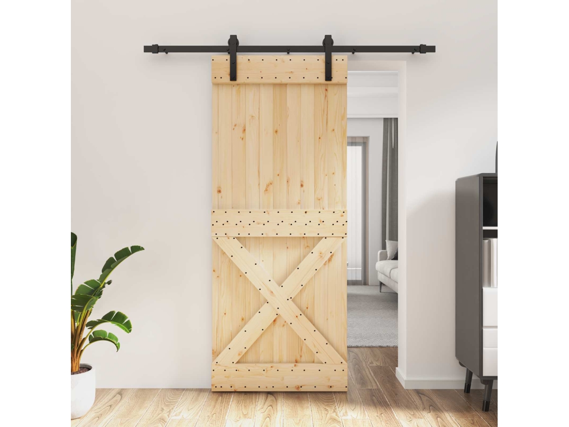 Vidaxl Porta Deslizante Natural E Preto 85 X 210 Cm