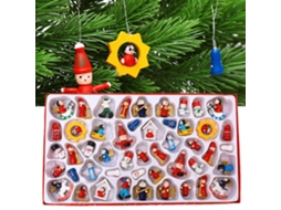 Laxiscreed Conjunto De Ornamentos De Natal Em Madeira Para Árvore, 48 Peças De Decoração Natalícia