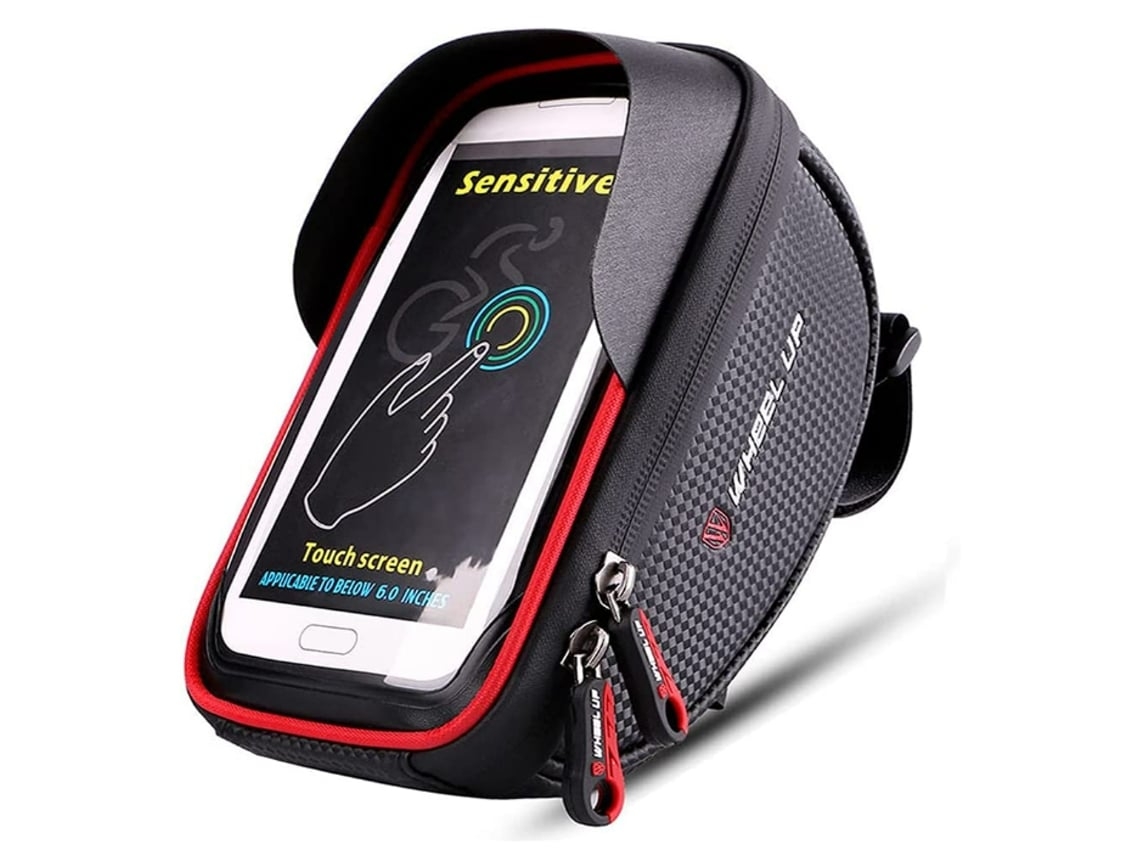 Bolsa para Bicicleta Zxcb230210 Suporte para Celular Pochete Impermeável para Tubo Superior Do Quadro Vermelha