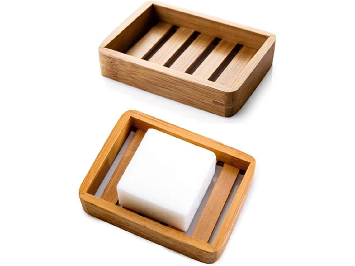 Saboneteira De Bambu Natural, Para Chuveiro, Design Minimalista