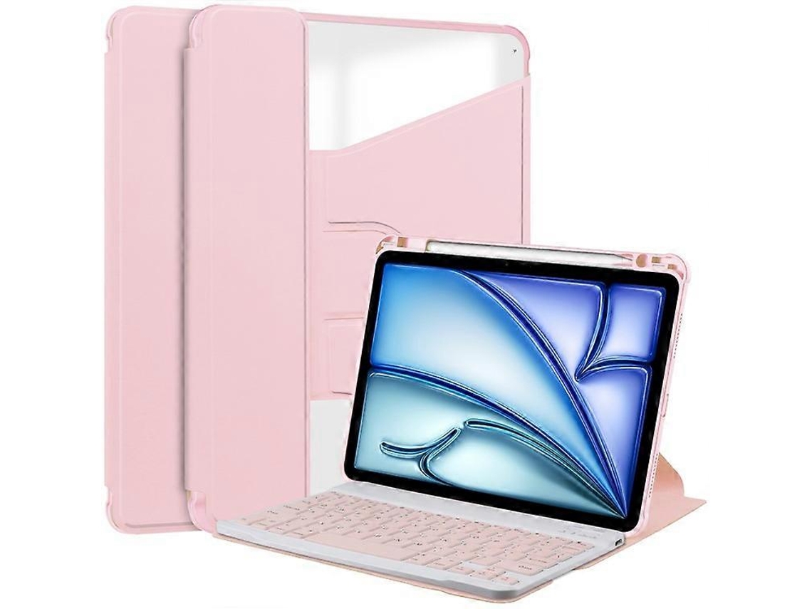 Capa Compatível Com Ipad Air 11 (2025) Com Suporte Giratório De 360 ​​graus, Feita Em Couro Pu + Acrílico, Com Teclado.