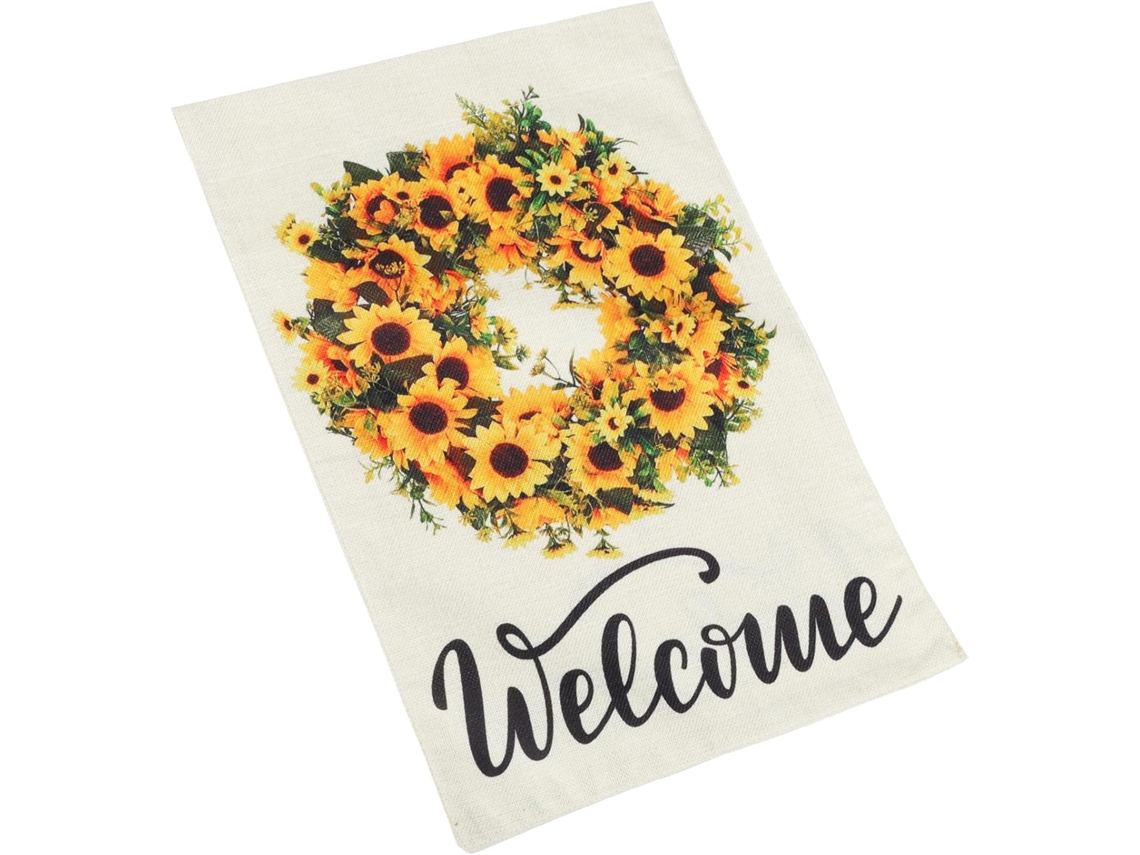 Bandeira de Jardim Grande com Estampa Floral. Bandeira Decorativa Dupla Face para Primavera e Outono, Feita de Linho. CHABERLU