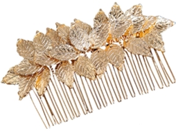 Pente de Cabelo Romântico e Criativo para Noivas, Em Liga Dourada.