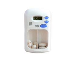 Porta, Comprimidos Portátil Mini Com Temporizador, Alarme Digital Lcd E 2 Compartimentos. Cor Branca