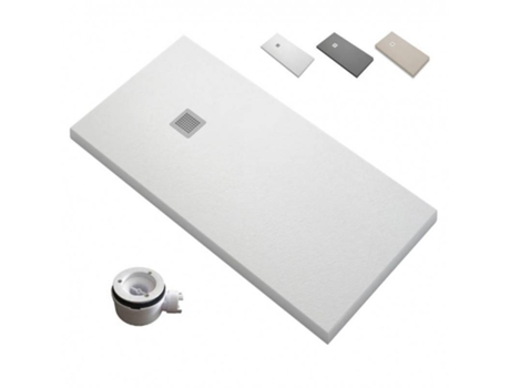 Base de Duche Resina Dacota Branco 70X100 Quadro Válvula 100X70 ESTILOBAÑO