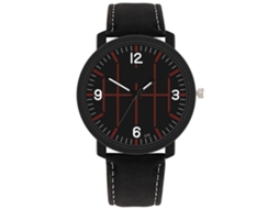 Relógio masculino de quartzo com pulseira de couro, bracelete casual e visor de cristal.