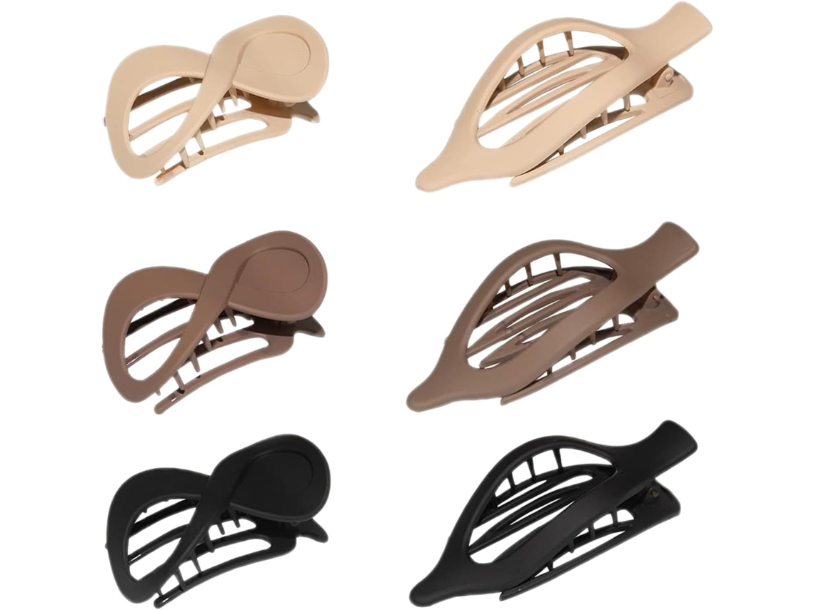 Presilhas de cabelo planas para mulheres, estilo garra, 6 peças.
