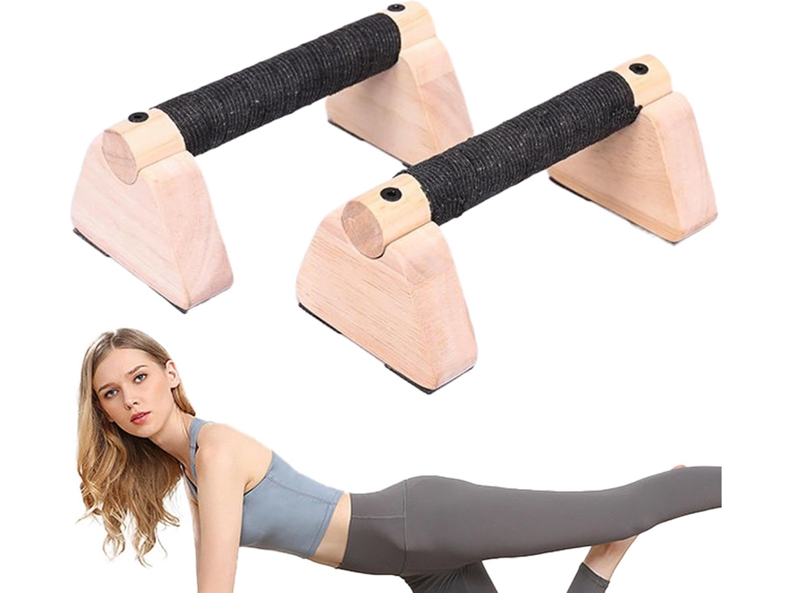 Barras de Flexão para Homens, Paralelas Resistentes Flexão, 2 Unidades Equipamento Treino com Pegas Madeira