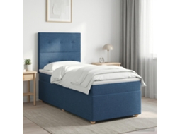 Vidaxl Cama Box Spring Com Colchão Azul 100 X 200 Cm Tecido