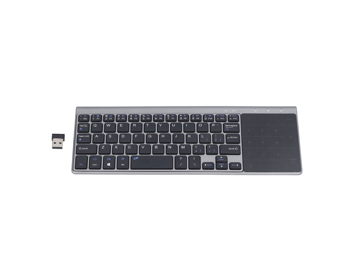 Teclado Inalámbrico 59 Teclas 2.4g Ultra Fino Mini Com Touchpad E Teclado Numérico Para Pc Tv
