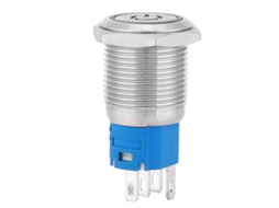 Botão De Pressão Metal Com Anel Amarelo Led E Símbolo De Energia Auto-reset 16mm 12v Para Carro E Barco 1no 1nc