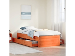 Vidaxl Cama Sem Colchão Com Gavetas Madeira Pinho Maciça Castanho-mel