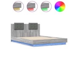 Estrutura de Cama com Cabeceira e Luzes Led MAISON EXCLUSIVE Cinza Sonoma (150x200 cm)
