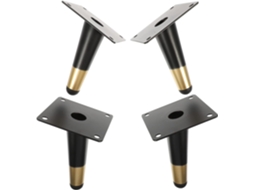 Pés De Metal Tofficu Para Sofá, 10cm, Formato Cônico Oblíquo, Pretos, Para Móveis, Móveis Como Sofás, Armários E Bancos