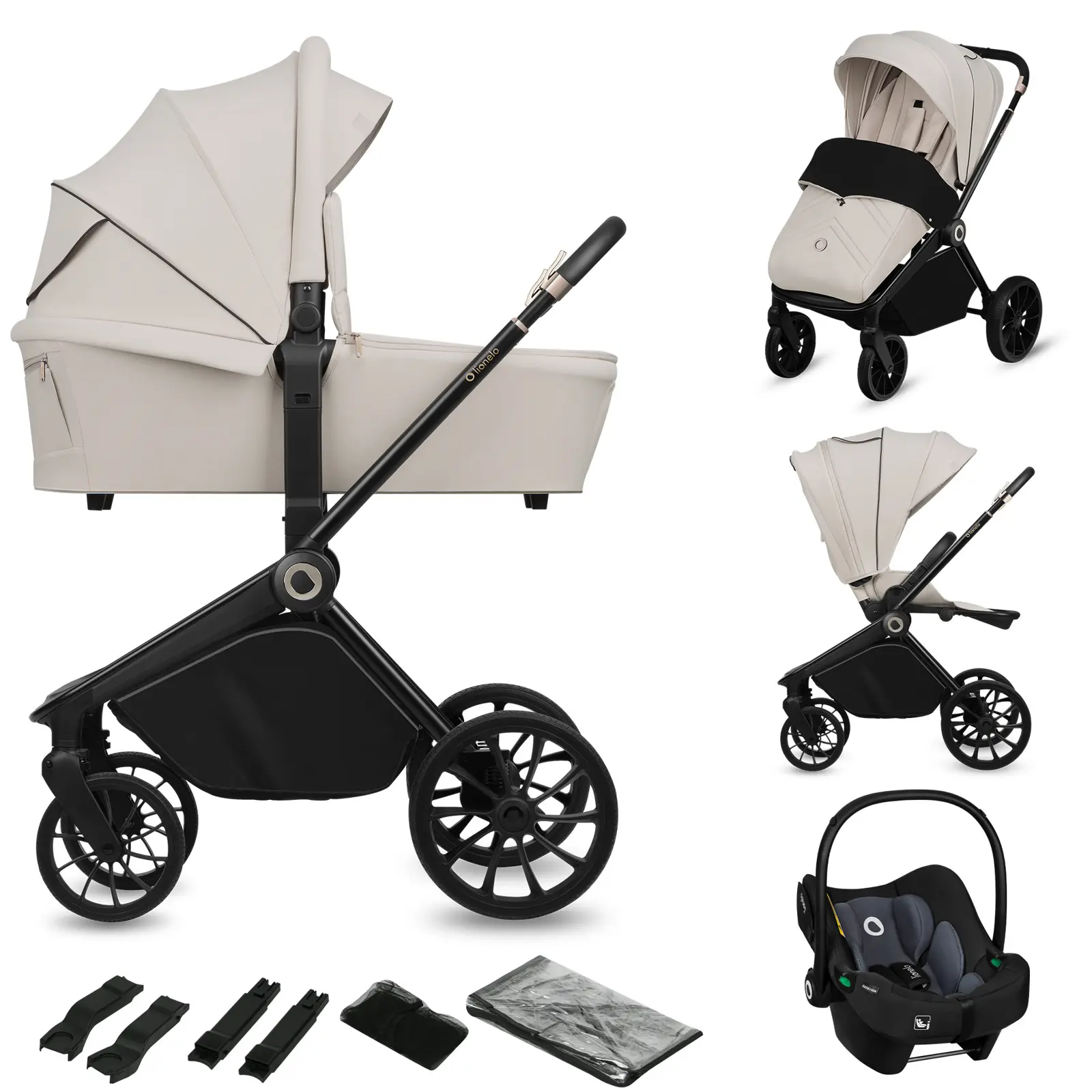 Carrinho De Bebê Lionelo Mika 3 Em 1 - Até 22kg - Carrinho, Alcofa, Cadeirinha Para Auto E Acessórios, Bege