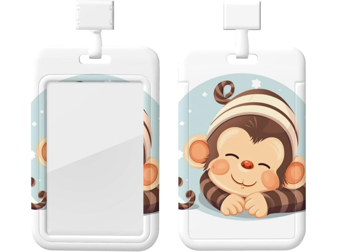 Porta Crachá Com Estampa De Macaco Dormindo, Cordão, Capa Protetora De Plástico Impermeável Crachá Identificação