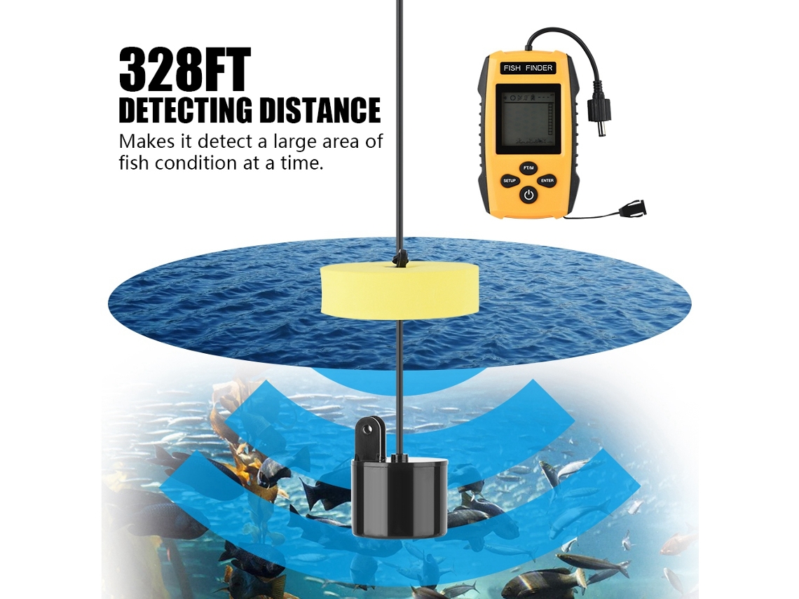 Localizador De Peixes Com Detecção 328ft E Ângulo 45°