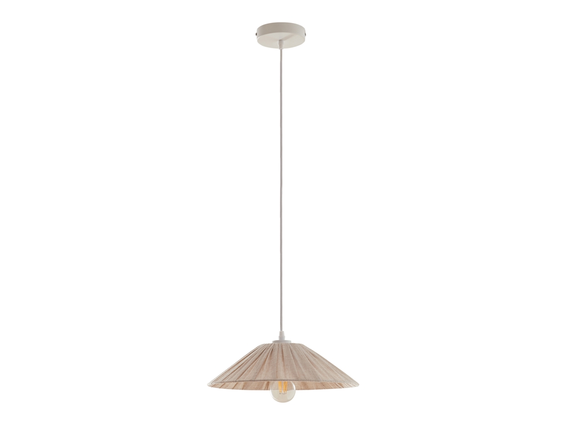 Candeeiro Suspenso Bridge 1 X E27 Com Abajur Tecido Branco / Bege Lux.pro