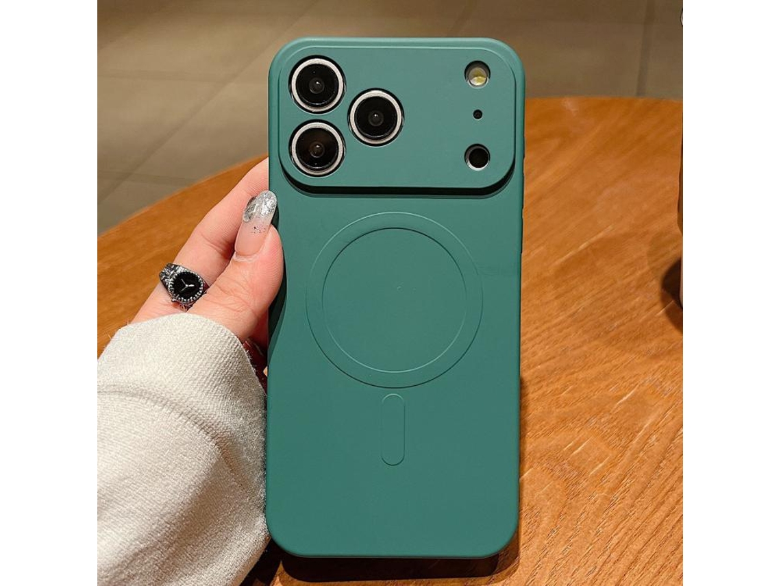 Capa Magsafe Para Iphone 17 Pro Max - Silicone Líquido Com Cor Sólida | Magnética - Verde Escuro