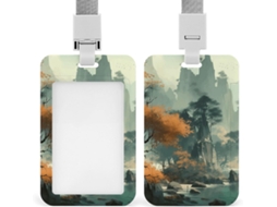 Porta Crachá Com Cordão, A Prova D Água, Com Estampa De Paisagem E Árvore Ideal Trabalho, Escritório, Enfermagem