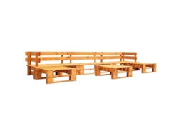 Vidaxl Sofás Paletes Jardim 6 Pcs Madeira Castanho Mel
