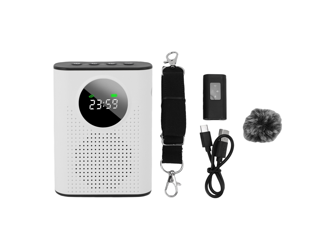 Amplificador Sem Fio EOOCOO (com Microfone Lavalier Magnético, Recarregável e Portátil)