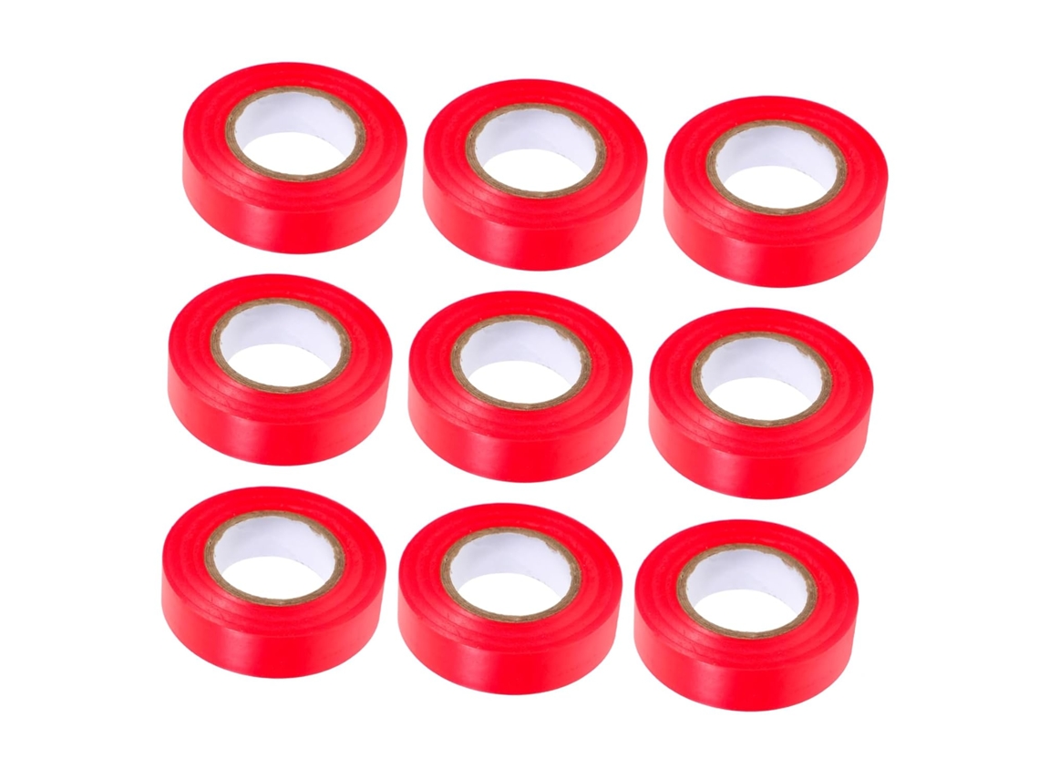 Fita Isolante Elétrica Imikeya Em Pvc Vermelho, 10 Rolos De 20m Para Cabos E Motores, Uso Interno, Forte Adesão