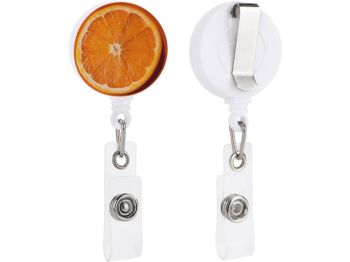Porta Crachá Retrátil Em Formato De Fatia De Laranja, Resistente E Redondo, Com Clipe, Feito De Plástico Leve, Extensor