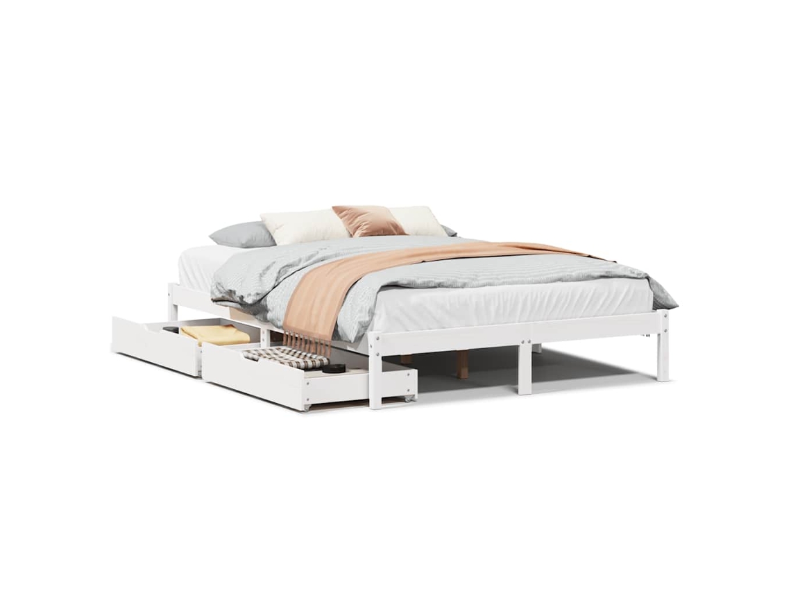 Cama Sem Colchão 120x200 cm Madeira de Pinho Maciça Branco MAISON EXCLUSIVE