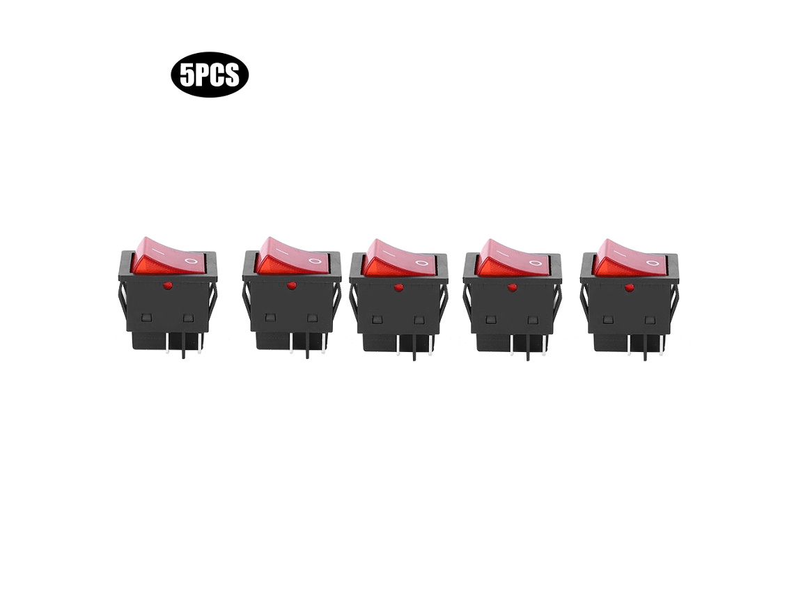 Interruptor Rocker com Led Botão Vermelho Acessório Controle Industrial 250v 10a Plástico 5 Unidades