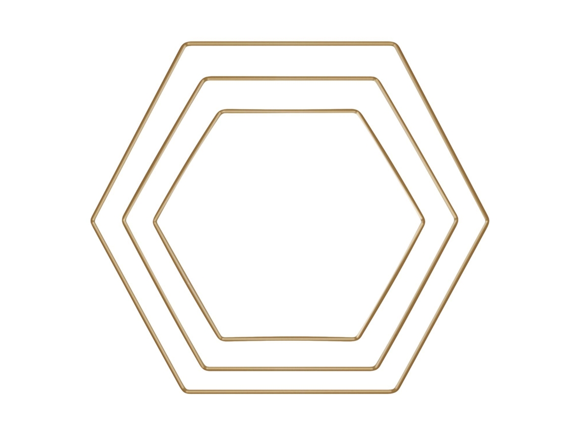 3 Anéis Hexagonais de Ouro 20/25/30 Cm Rayher