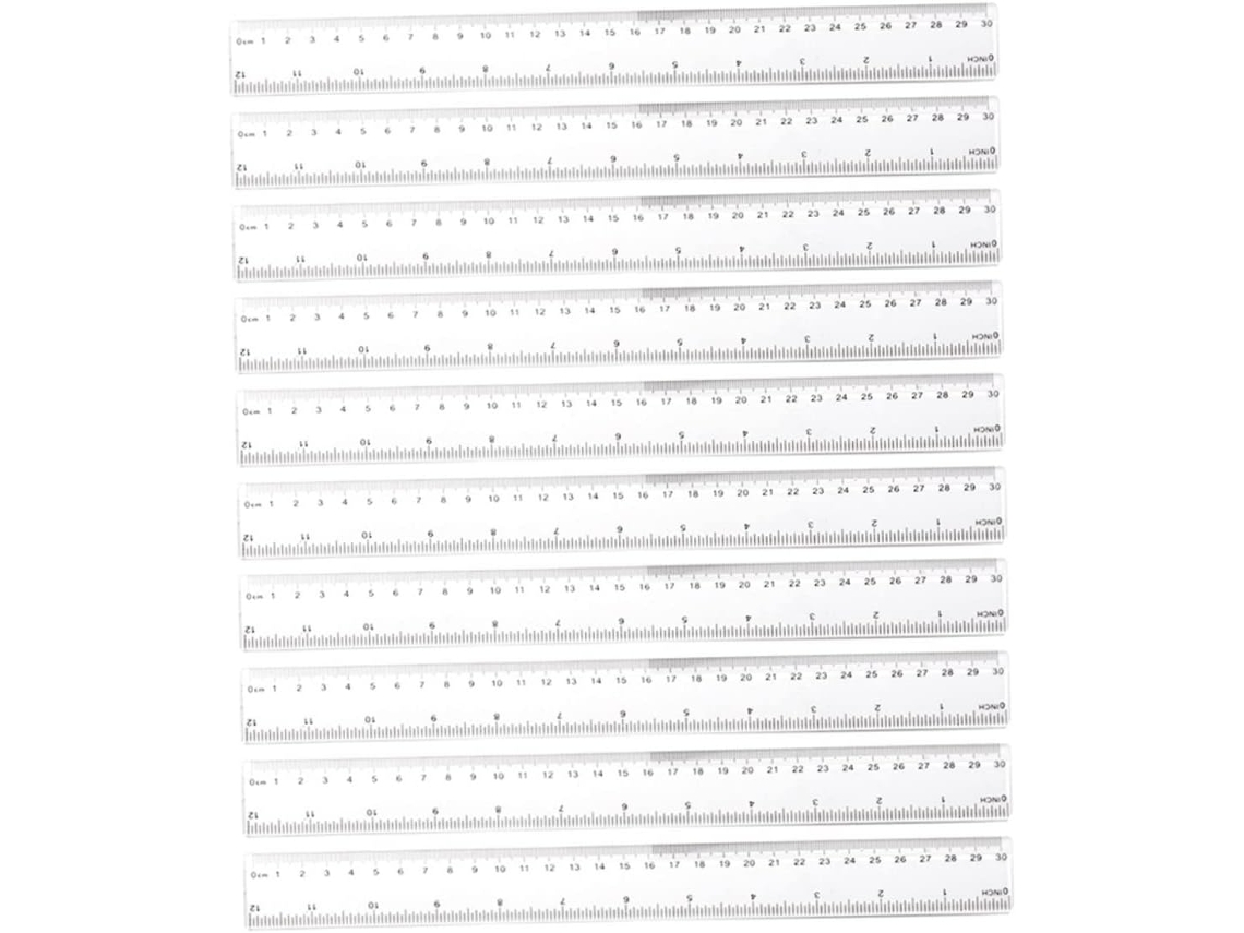 Régua De Plástico Transparente De 30 Cm (12 Polegadas), Réguas Para