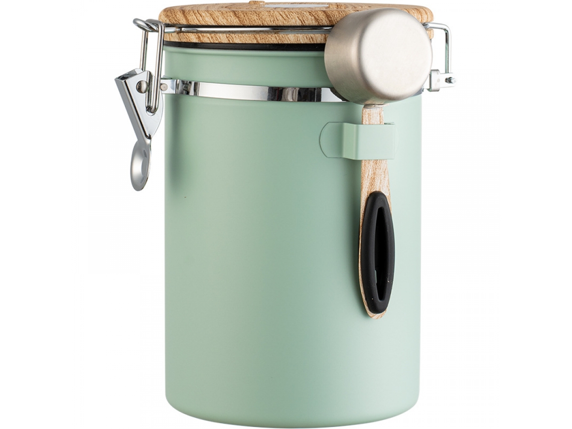 Pote Hermético, Com Tampa, Verde, Para Café, Adequado A Despensa, Para Organização Doméstica Na Cozinha E Bancada