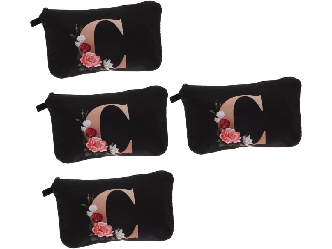 Nécessaire Portátil De 4 Peças Com Estampa De Letras Para Viagens E Maquiagem.