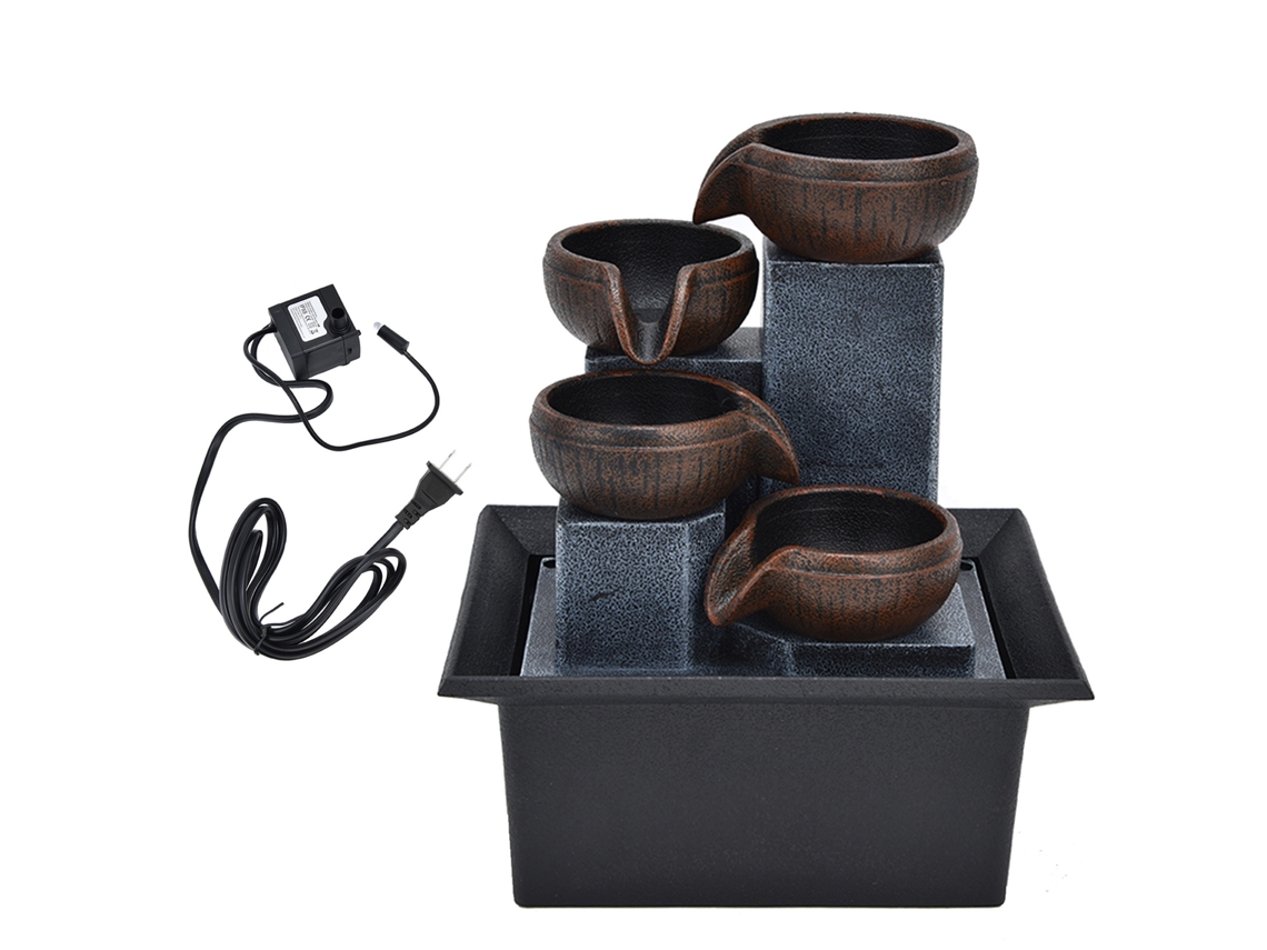 Fontana de mesa com luz led amarela feng shui decoração desktop ornamento plug 110v | S/MARCA