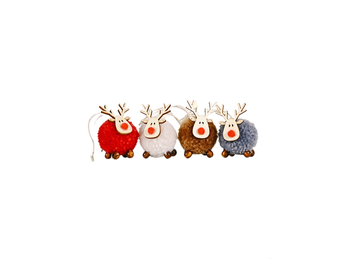 Pendentes Alce Felpudo Mini Decorar Árvores Natal 4 Peças
