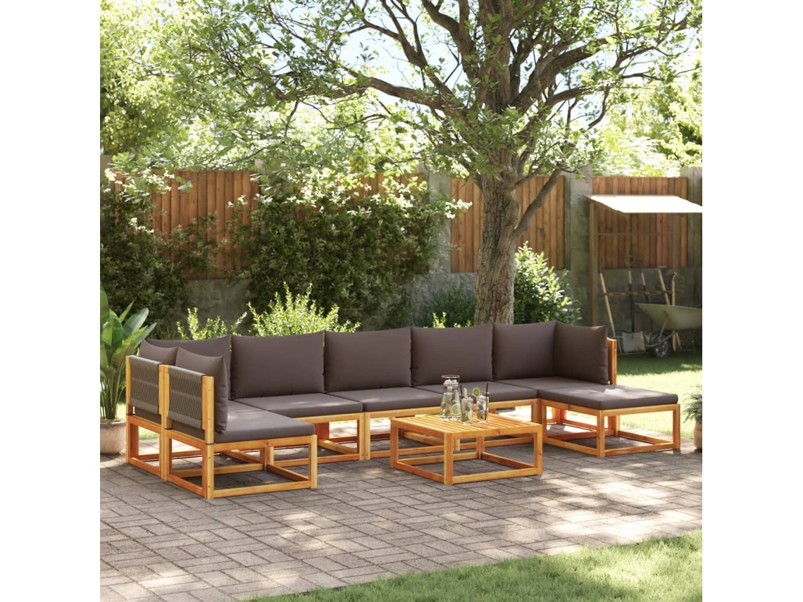 Pcs Conjunto De Sofás De Jardim Com Almofadões Acácia Maciça Dkd Home Decor