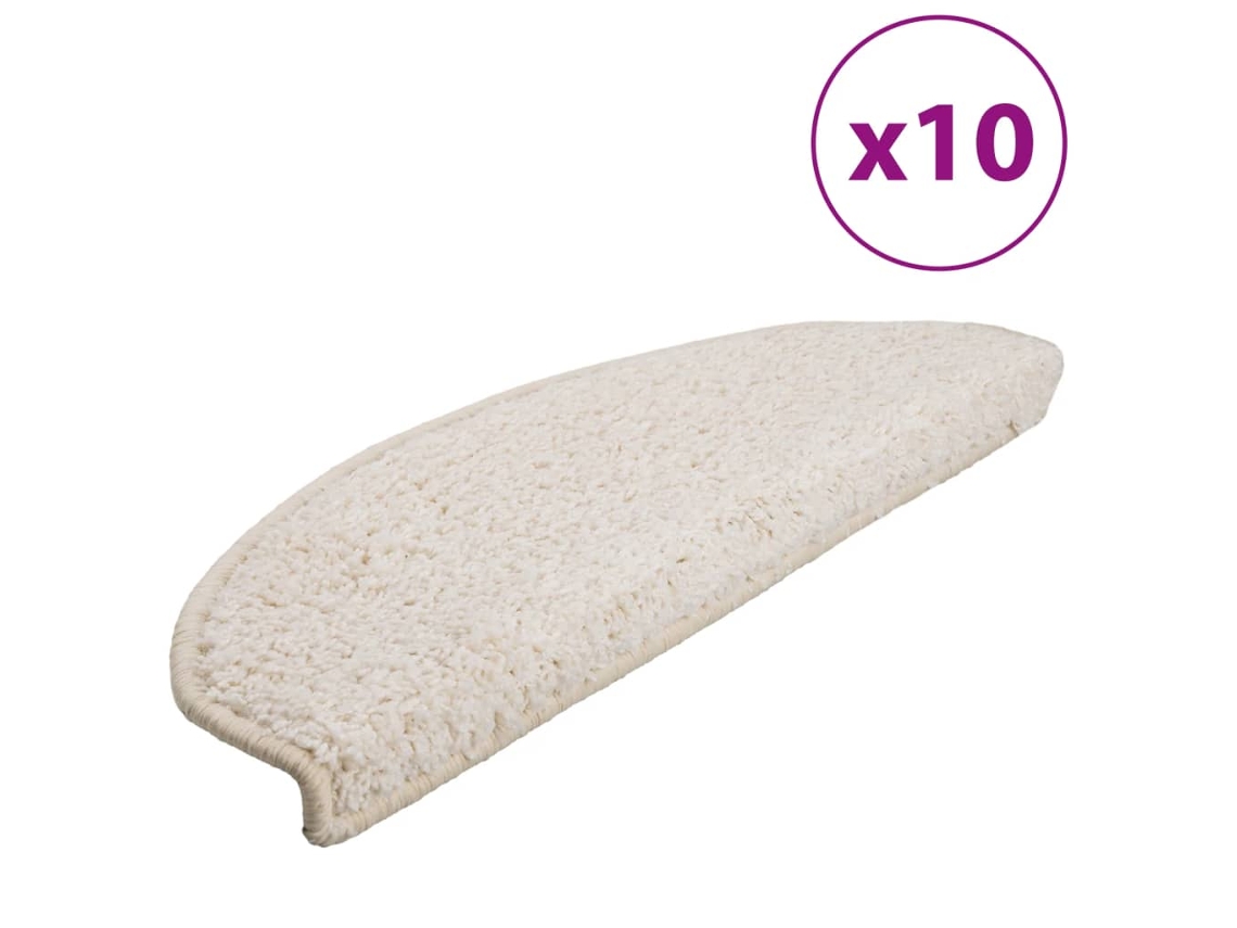 Conjunto de 10 Tapetes de Escada Branco Semicircular Grande MAISON EXCLUSIVE (65x21x4 cm)