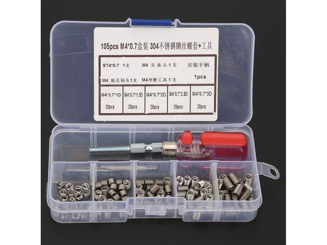 Conjunto De Insertos Roscados Aço Inoxidável, Kit Ferramentas Reparo