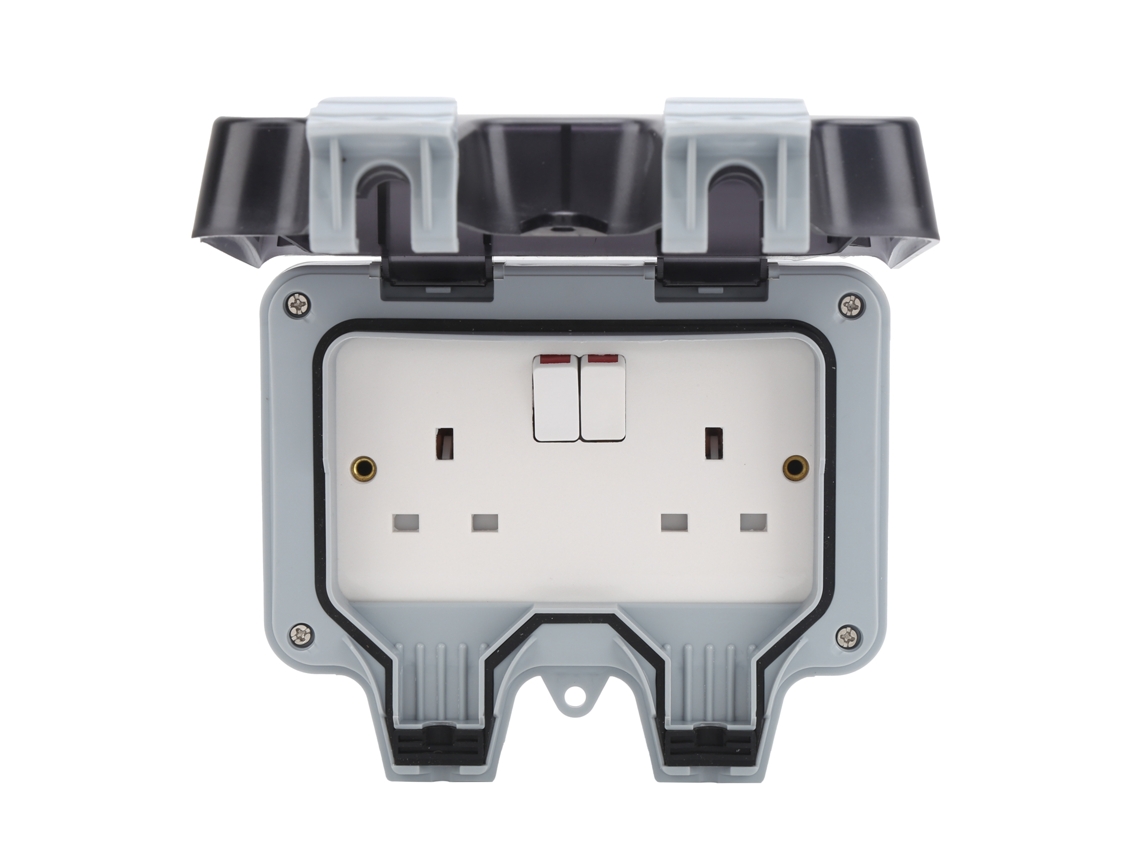 Tomada Externa À Prova D'água De 220v Estilo Reino Unido, Com Componentes De Controle E Tomada Elétrica À Prova Chuva