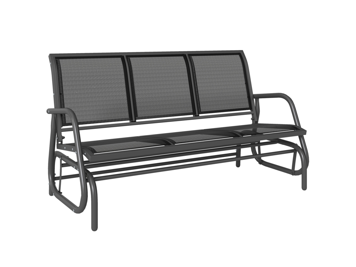 Cadeira Balanço 3 Lugares, Metal, Suporta até 147x70x85 cm, Cinza | S/MARCA