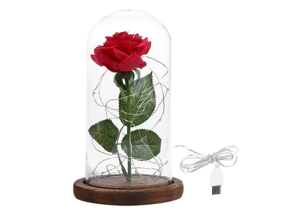 Laxiscreed Rosa Preservada Com Luz Led Usb Em Cálice De Vidro, Presente Para Dia Dos Namorados Ou Casamento