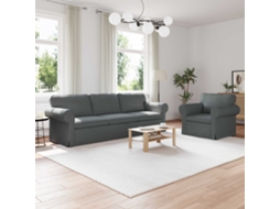 Vidaxl Conjunto De Sofás 2 Pcs Cinza Escuro 245 X 82 X 80 Cm Tecido