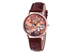 Reloj De Pulsera Analógico De Cuarzo Con Dial Redondo Moda (marrón)