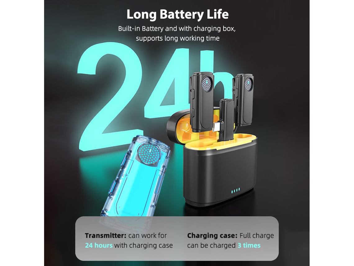 2026-microfone De Lapela Sem Fio Para Smartphone Android, Sistema De Microfone De Clipe Para Telefone