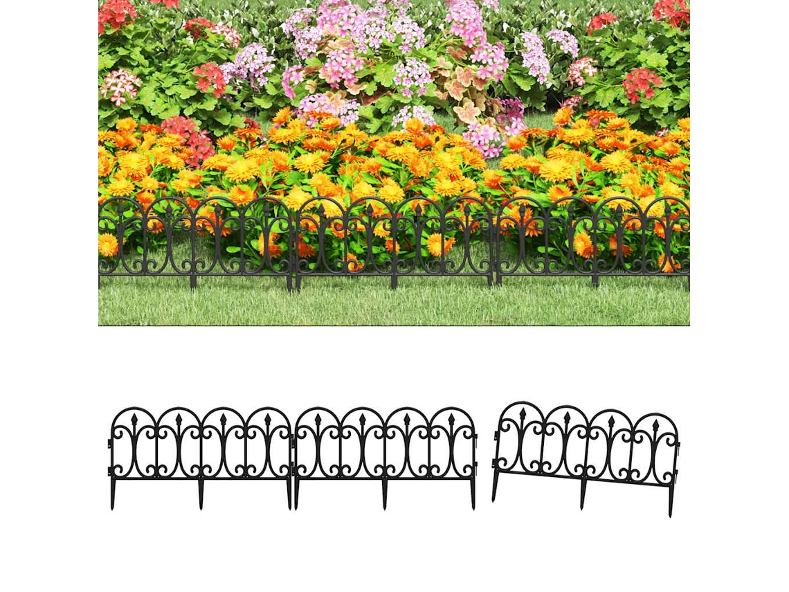 Vidaxl Bordas De Relvado 17 Pcs 10 M Pp Preto